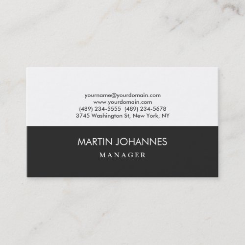 Modern Plain Stylish Grey White Business Card