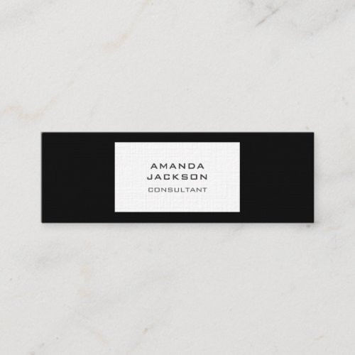 Modern Plain Trendy Minimalist Black  White Mini Business Card