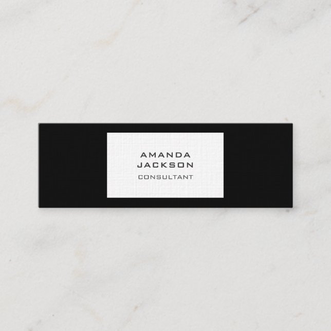 Modern Plain Trendy Minimalist Black & White Mini Business Card (Front)