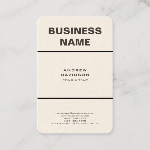 Modern Plain Trendy Vertical Minimalist Design Business Card