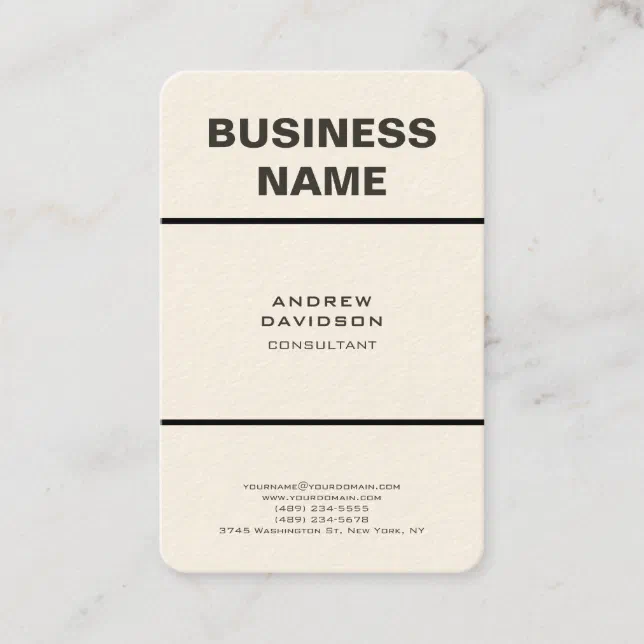 Modern Plain Trendy Vertical Minimalist Design Business Card | Zazzle