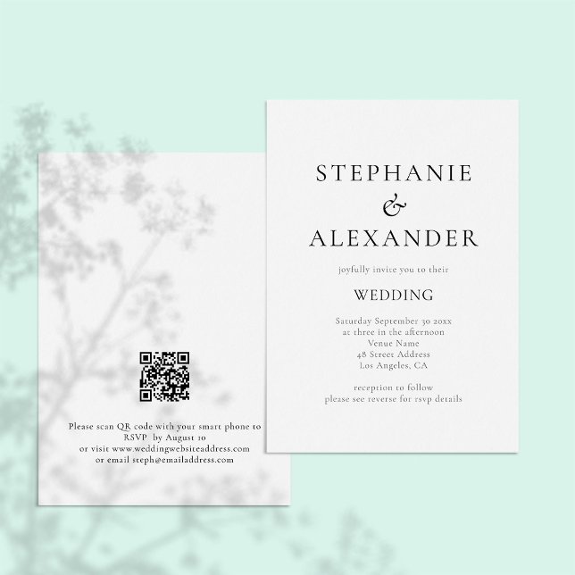 Modern Plain Typography QR Code Wedding Invitation (Creator Uploaded)