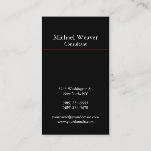 Modern Plain Vertical Black White Red Unique Business Card