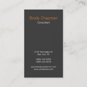 Modern Plain Vertical Orange Grey Unique Design Business Card
