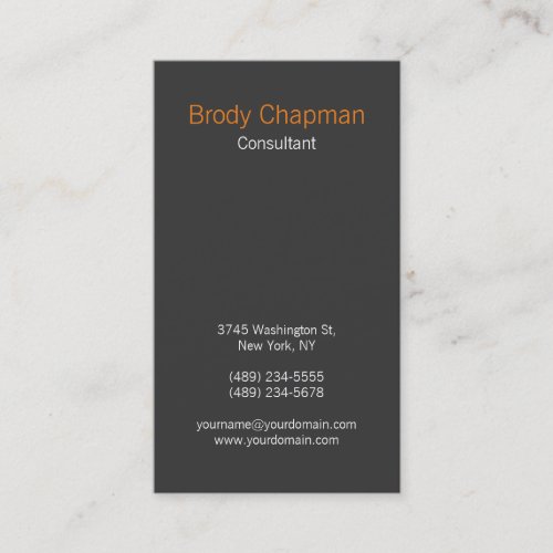 Modern Plain Vertical Orange Grey Unique Design Business Card