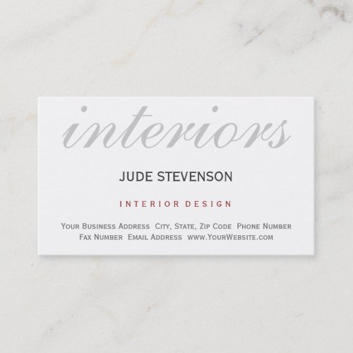 Modern Plain White Interior Designer House Home Business Card