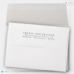 Modern Plain White Linen Return Address 5x7  Envelope<br><div class="desc">Simple basic 5x7 envelope with return address in a serif font. This 3-line layout is centered on the he back flap with capitalized first names and proper case for the address. Standard sizes and colors available.</div>