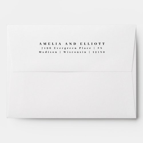 Modern Plain White Return Address 5x7 Back Flap A7 Envelope