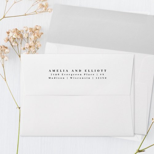 Modern Plain White Return Address 5x7 Back Flap A7 Envelope