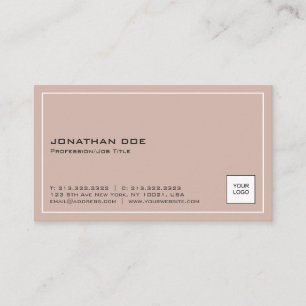 Modern Plain With Logo Professional Elegant Brown Business Card