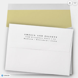 Modern Plain Yellow Return Address 5x7 Back Flap Envelope