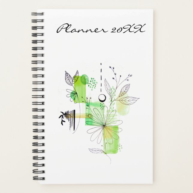 Modern Planner 20XX Green Art Abstract Spring (Front)