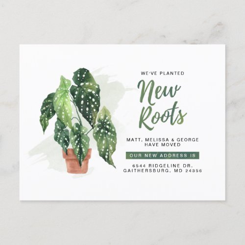 Modern Planted New Roots Moving New Address Announcement Postcard