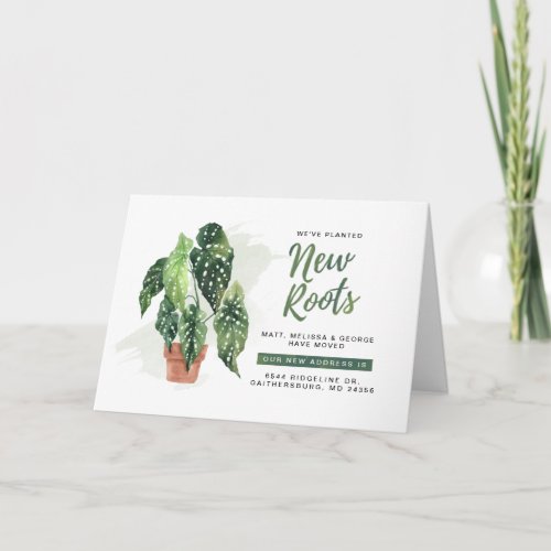 Modern Planted New Roots Moving New Address Card
