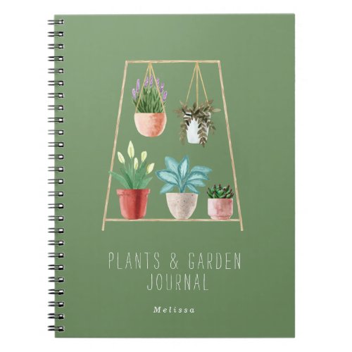 Modern Plants and Garden Green Personalized Notebook