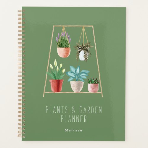 Modern Plants and Garden Green Personalized Planner