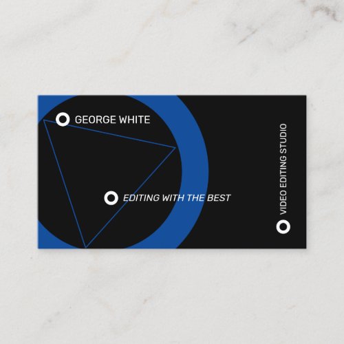 Modern play button minimal black and blue business card