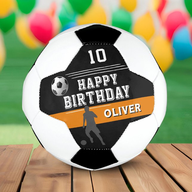 Modern Player Silhouette Happy Birthday Soccer Ball (Creator Uploaded)