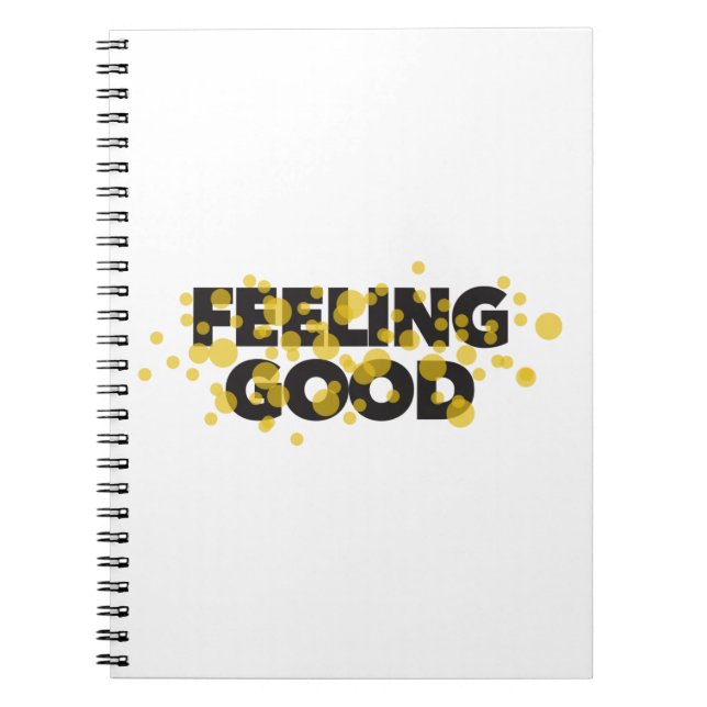 Modern, playful, cheerful design of Feeling Good Notebook (Front)