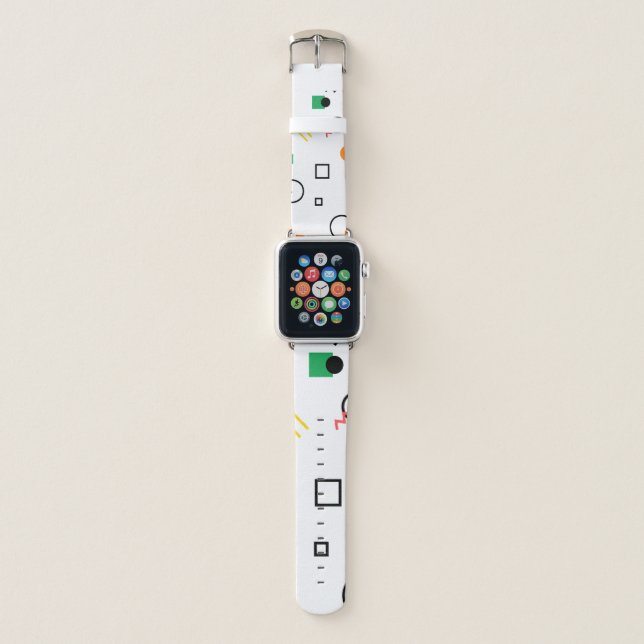 Modern, playful, cool, trendy, Memphis geometric Apple Watch Band (Front)