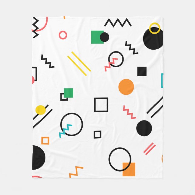 Modern, playful, cool, trendy, Memphis geometric Fleece Blanket (Front)