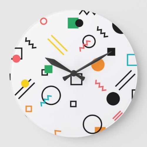 Modern playful cool trendy Memphis geometric Large Clock