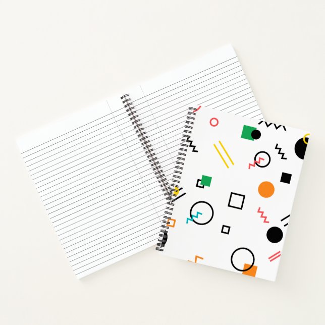 Modern, playful, cool, trendy, Memphis geometric Notebook (Inside)
