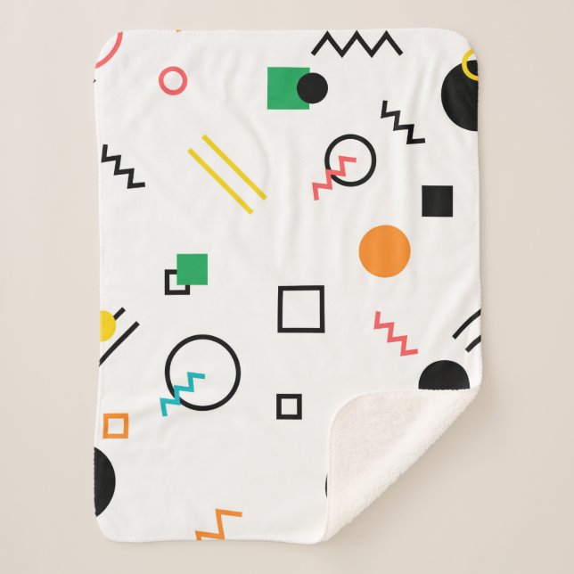 Modern, playful, cool, trendy, Memphis geometric Sherpa Blanket (Front)