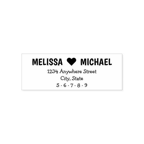 Modern Playful Couple Name Heart Return Address Self_inking Stamp