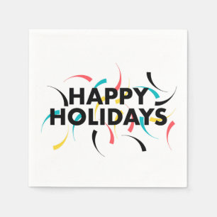 Modern, playful design of "Happy Holidays" Napkins