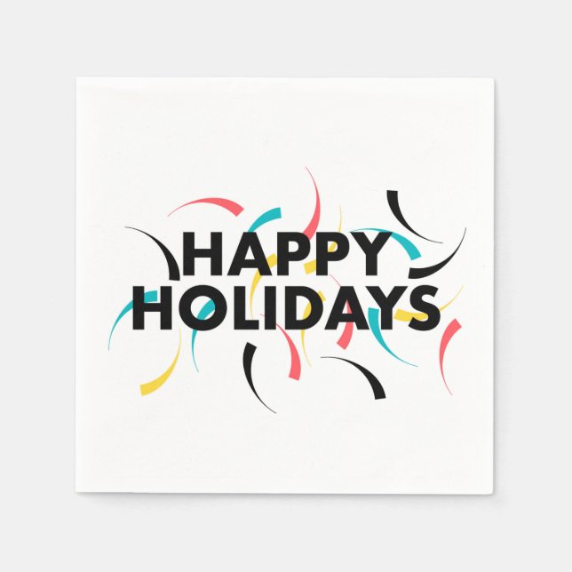 Modern, playful design of  "Happy Holidays" Napkins (Front)