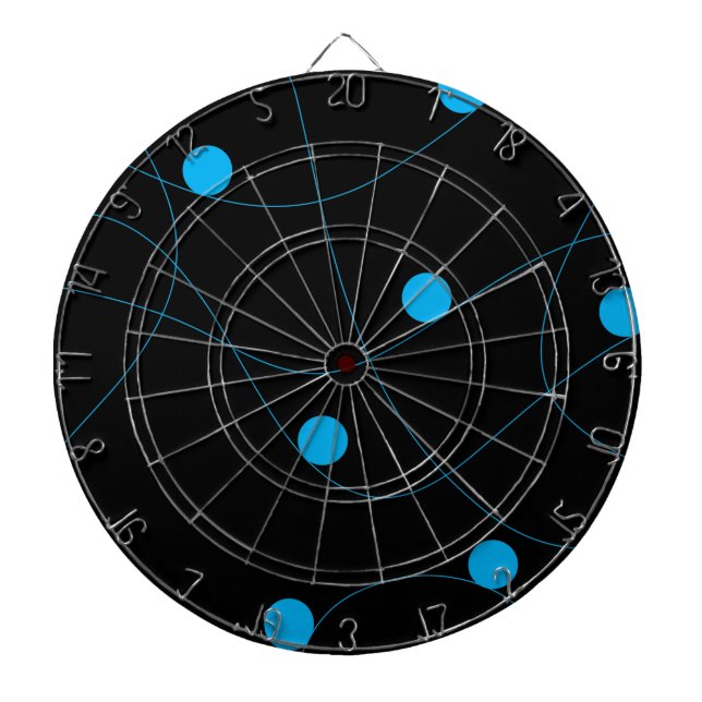 Modern, playful, fun, cute blue balls pattern dart board (Front)