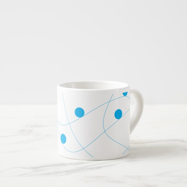 Modern, playful, fun, cute blue balls pattern espresso cup (Front Right)