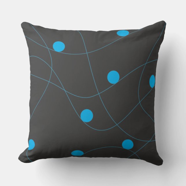 Modern, playful, fun, cute blue balls pattern throw pillow (Front)