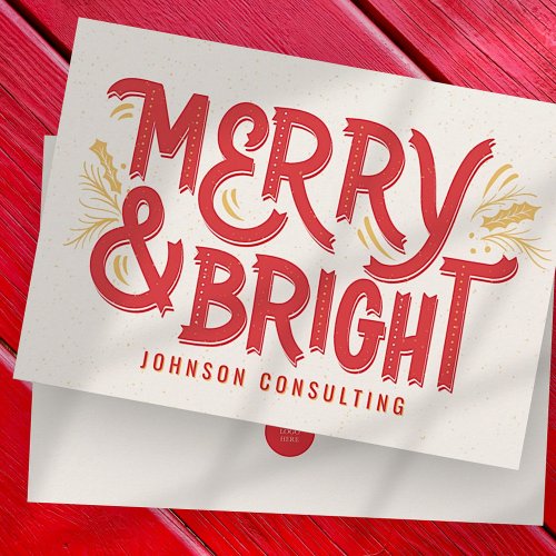 Modern Playful Merry and Bright Christmas Business Holiday Card