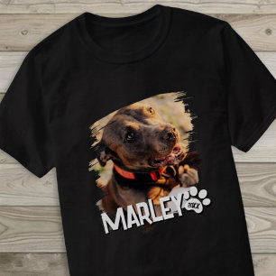 Modern Playful Paw Simple Grunge Custom Pet Photo T-Shirt