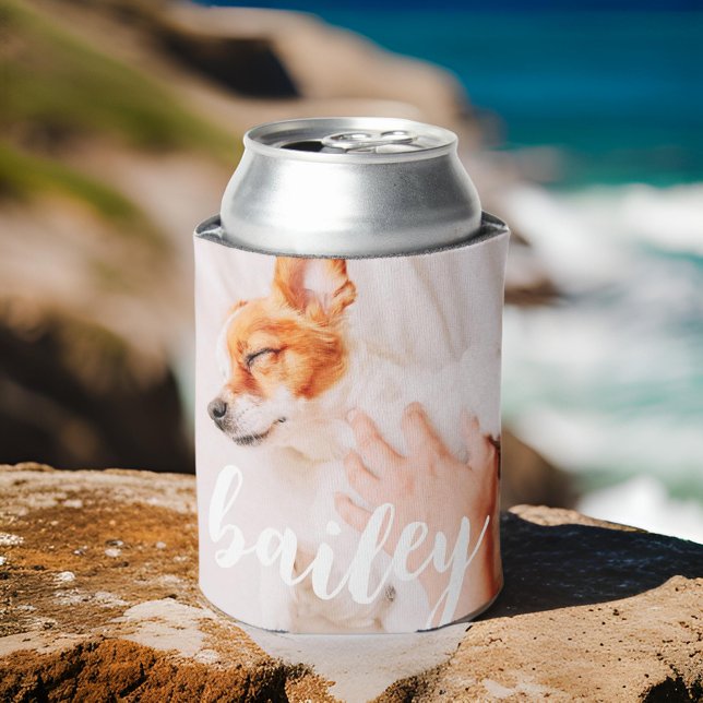 Modern Playful Simple Elegant Chic Pet Photo Can Cooler (Creator Uploaded)