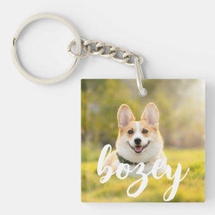 Modern Playful Simple Elegant Chic Pet Photo Keychain