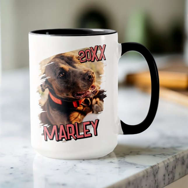 Modern Playful Simple Grunge Custom Pet Photo Mug (Creator Uploaded)