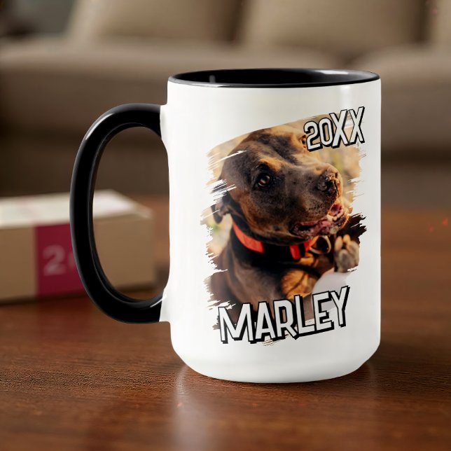 Modern Playful Simple Grunge Custom Pet Photo Mug (Creator Uploaded)