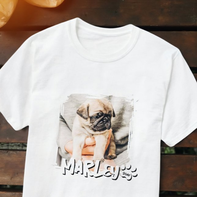 Modern Playful Simple Grunge Custom Pet Photo T-Shirt (Creator Uploaded)