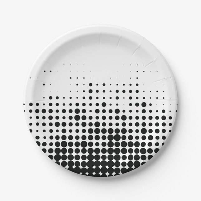 Modern, playful, urban geometric circle pattern paper plates (Front)