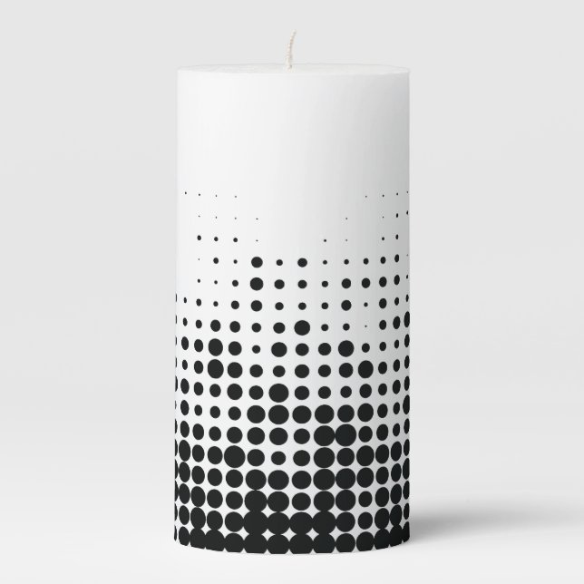 Modern, playful, urban geometric circle pattern pillar candle (Front)