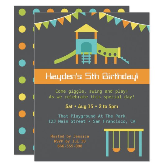 Modern Playground Kids Birthday Party Invitation Zazzle Com