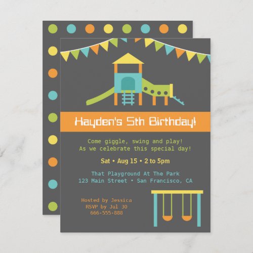 Modern Playground Kids Birthday Party Invitation