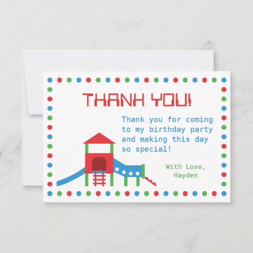 Modern Playground Kids Birthday Thank You Note