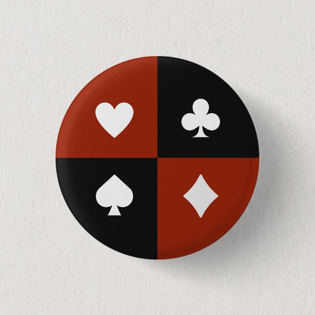 Modern Playing Card Suit Poker & Bridge gift Button (Front)