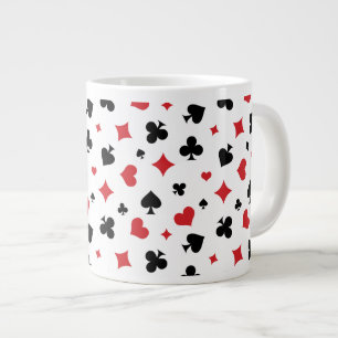 Modern Playing Card Suits Pattern Giant Coffee Mug