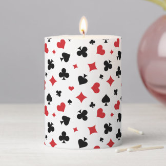 Modern Playing Card Suits Pattern Pillar Candle