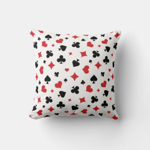 Modern Playing Card Suits Pattern Throw Pillow